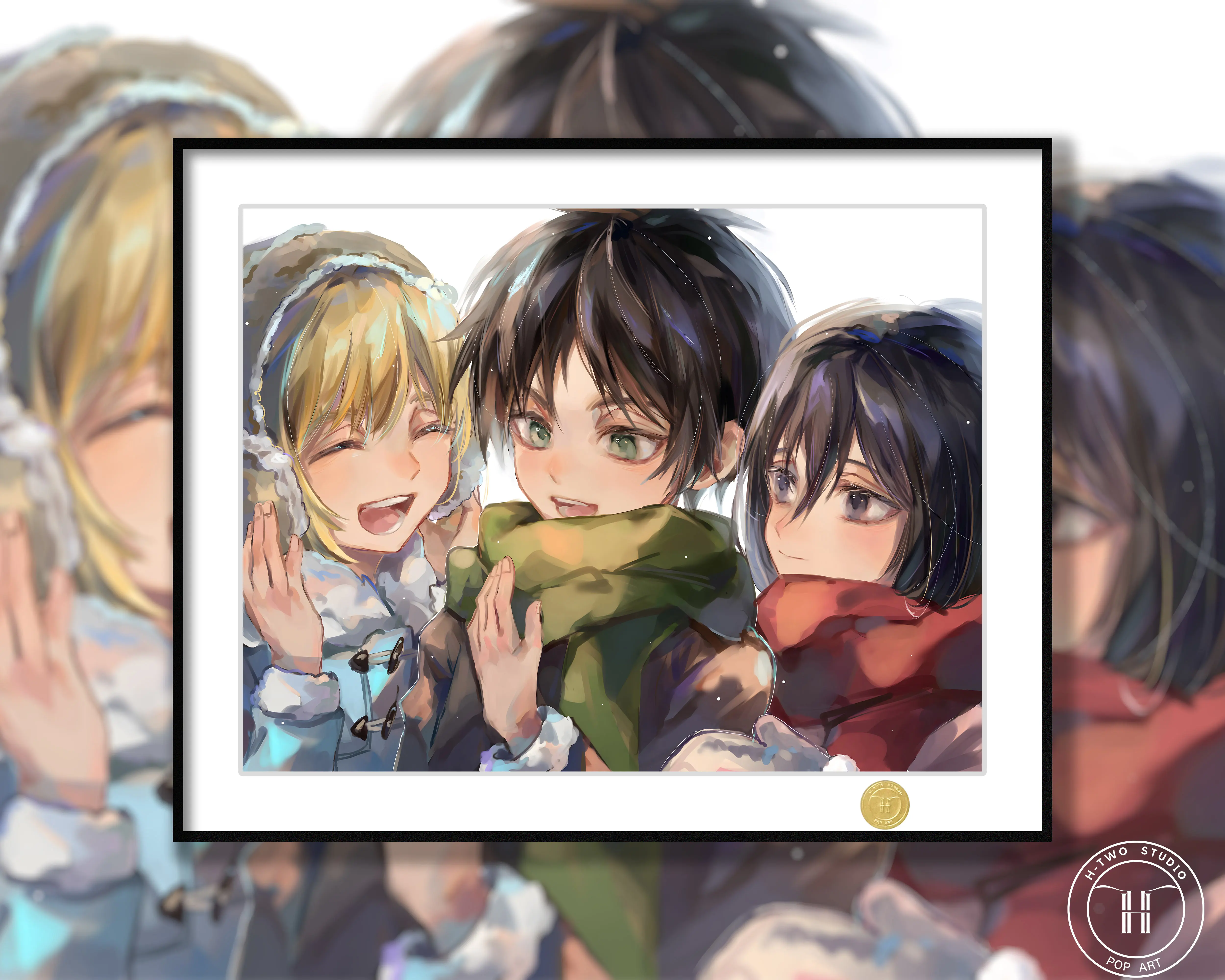 【Pre-sale】Decorative Painting of Mikasa, Eren and Armin-H2 Studio