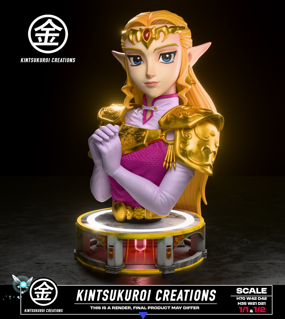 【Pre-sale】1/2 and 1/1 Scale Bust of Adult Zelda with LED-Kintsukuroi Creations Studio