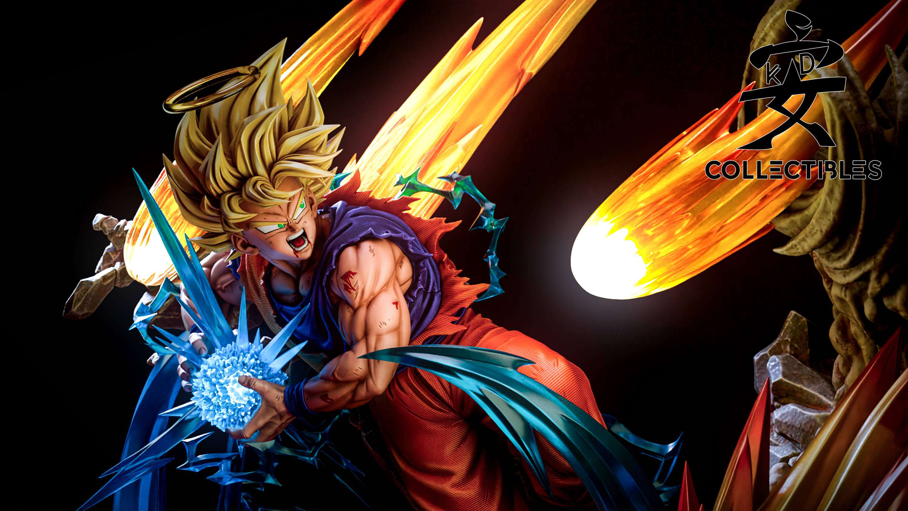 【Sold out】1/4 Scale Super Saiyan 2 Son Goku VS Super Saiyan 2 Vegeta with LED-KD Studio