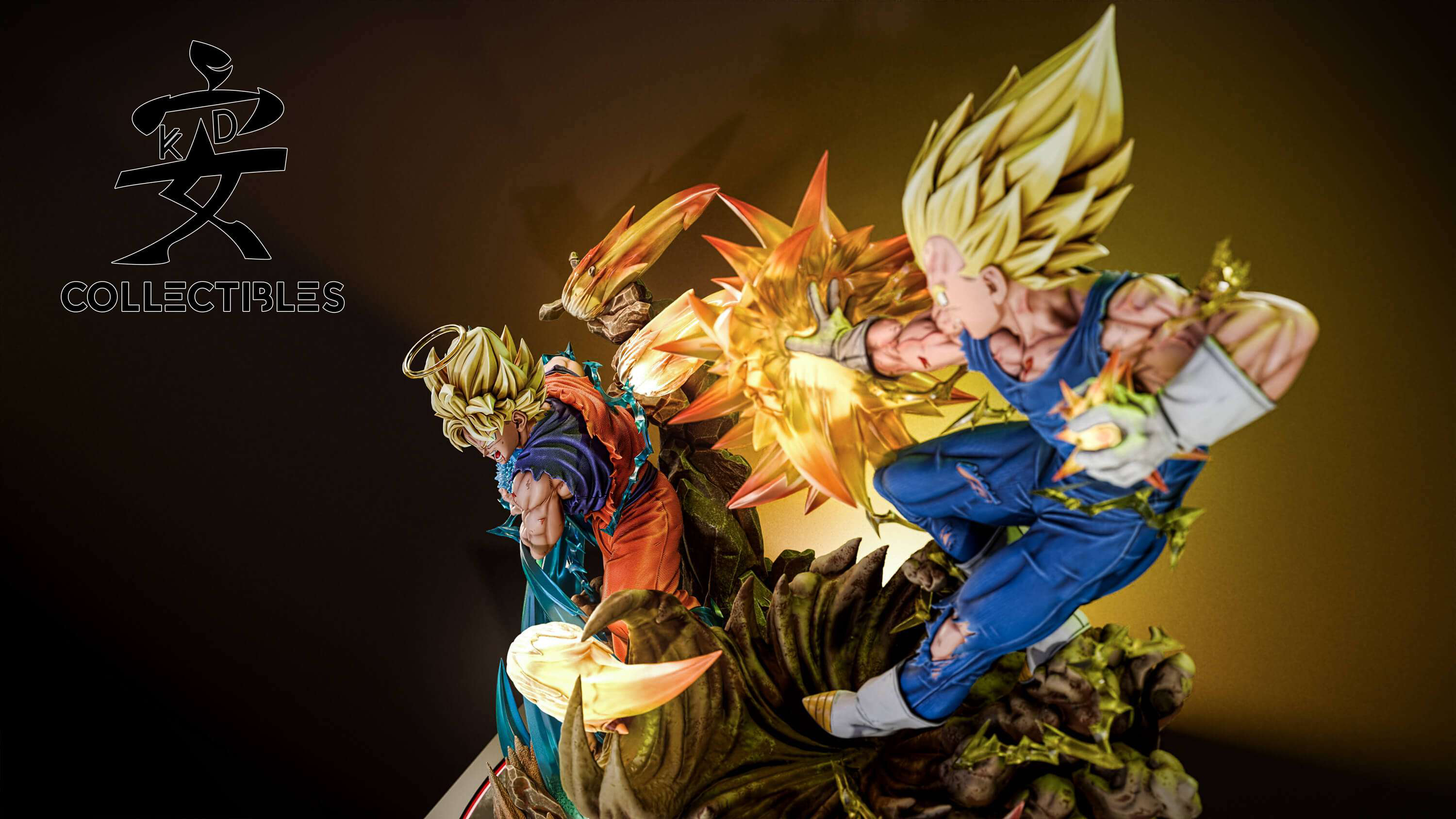 【Sold out】1/4 Scale Super Saiyan 2 Son Goku VS Super Saiyan 2 Vegeta with LED-KD Studio