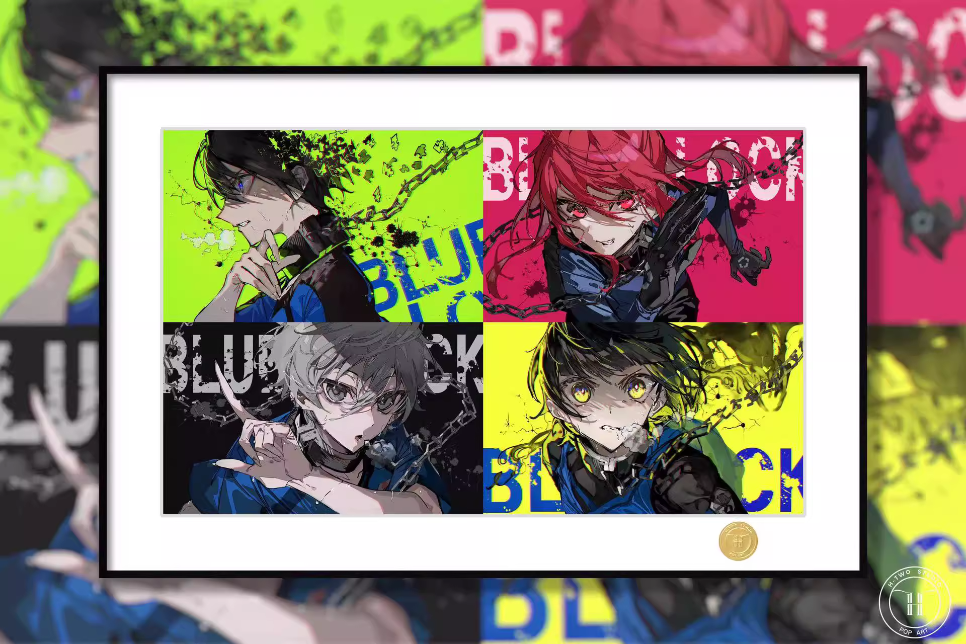 【Pre-sale】Decorative Painting of Four Characters of Blue Block-H2 Studio