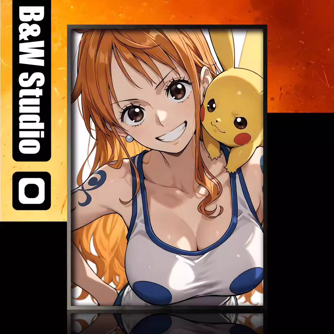 【Pre-sale】Decorative Painting of Nami and Pikachu-Black and White Studio