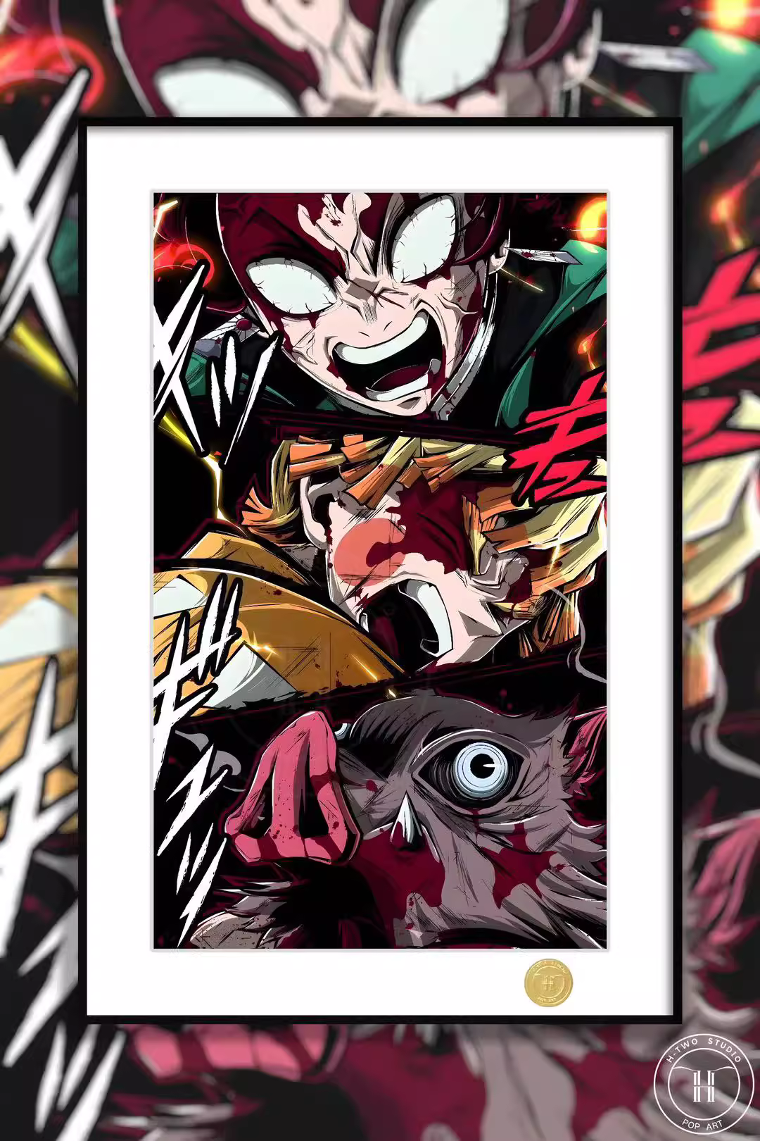 【Pre-sale】Decorative Painting of Kamado Tanjirou, Agatsuma Zenitsu and Hashibira Inosuke-H2 Studio