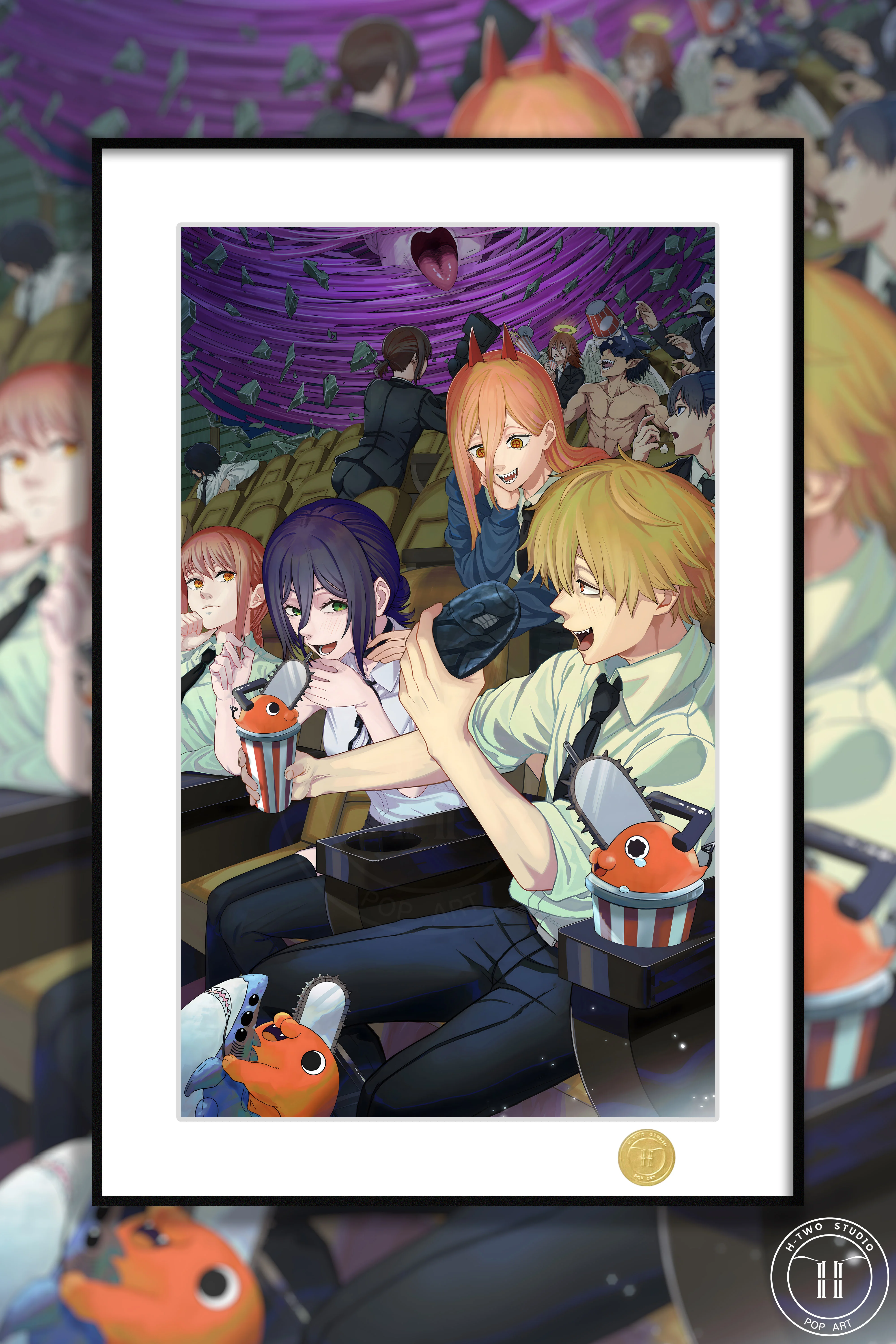 【Pre-sale】Decorative Painting of Cinema Party Denji, Power, Reze and Makima-H2 Studio