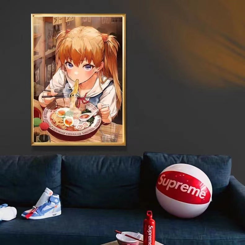【In Stock】Decorative Painting of Eating Ramen Noodles Asuka Shikinami Langley-EVA-Billion Birds Studio