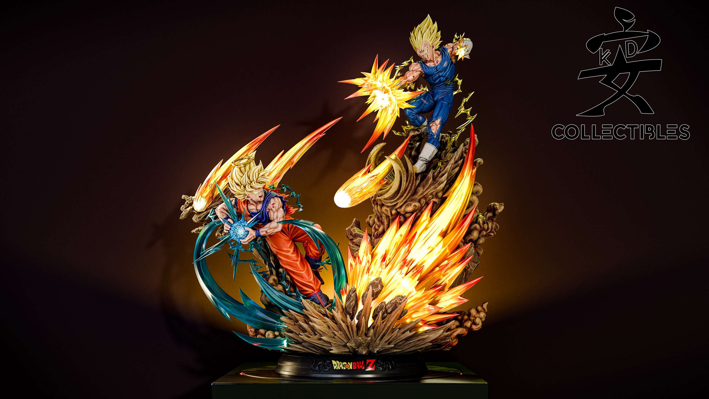 【Last one】1/4 Scale Super Saiyan 2 Son Goku VS Super Saiyan 2 Vegeta with LED-KD Studio