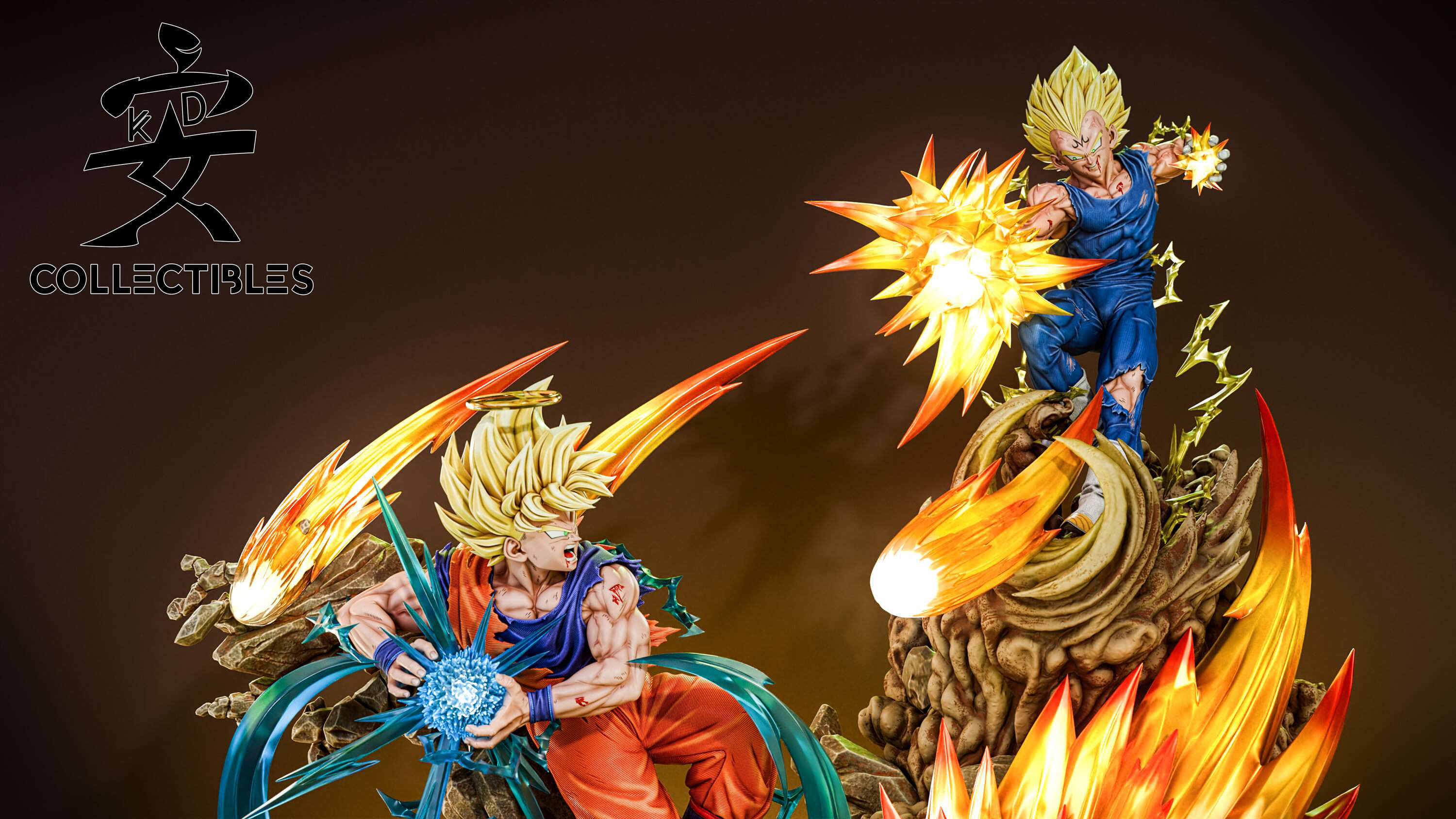 【Last one】1/4 Scale Super Saiyan 2 Son Goku VS Super Saiyan 2 Vegeta with LED-KD Studio