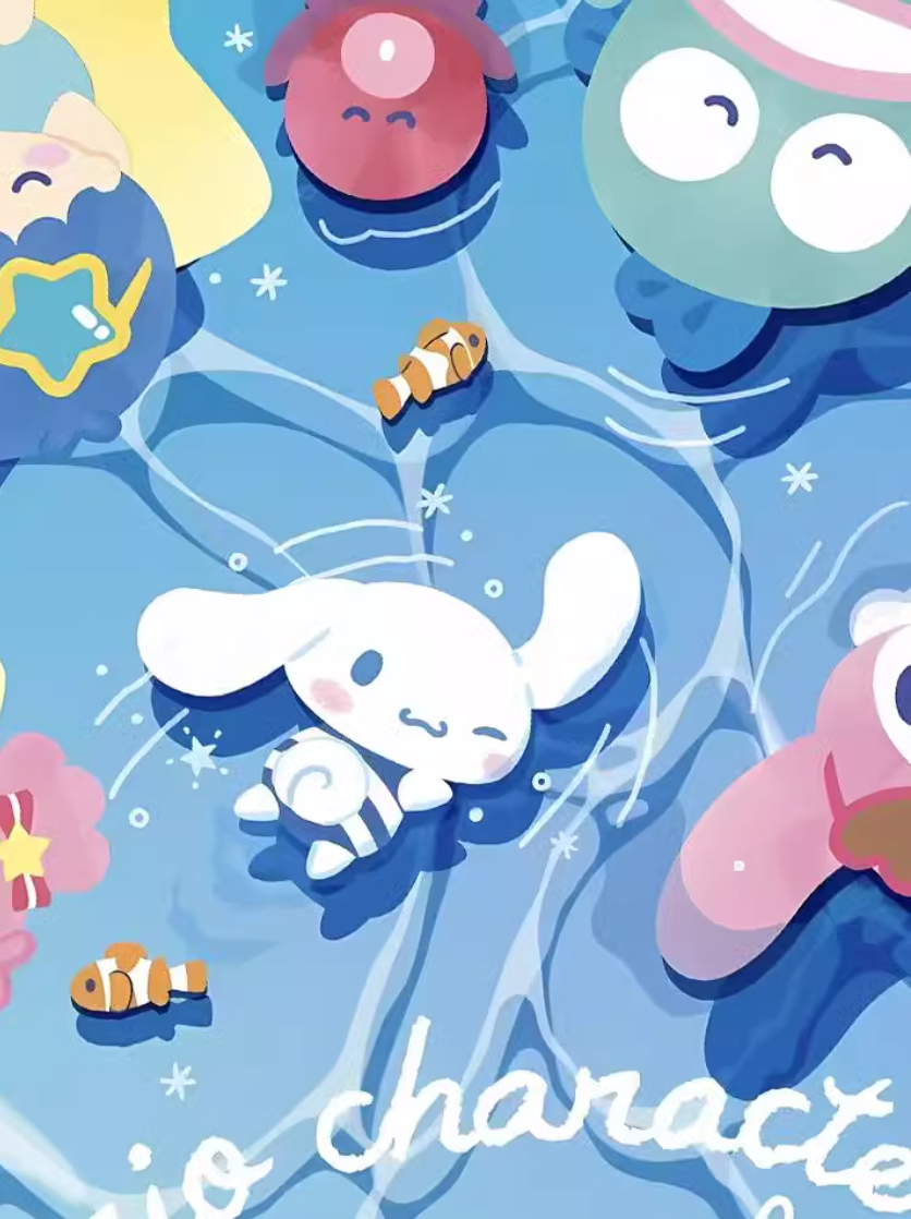 【Pre-sale】Decorative Painting of Swimming Pool Sanrio, Cinnamoroll & Kitty-Sanrio Characters-XingKong Studio
