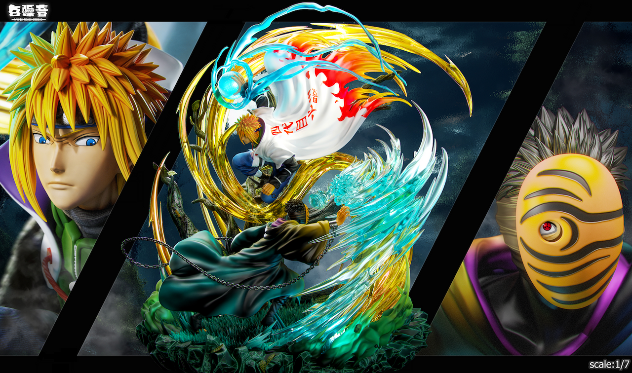 【Pre-sale】1/7 Scale Minato Namikaze VS Uchiha Obito with LED-White Noise Studio