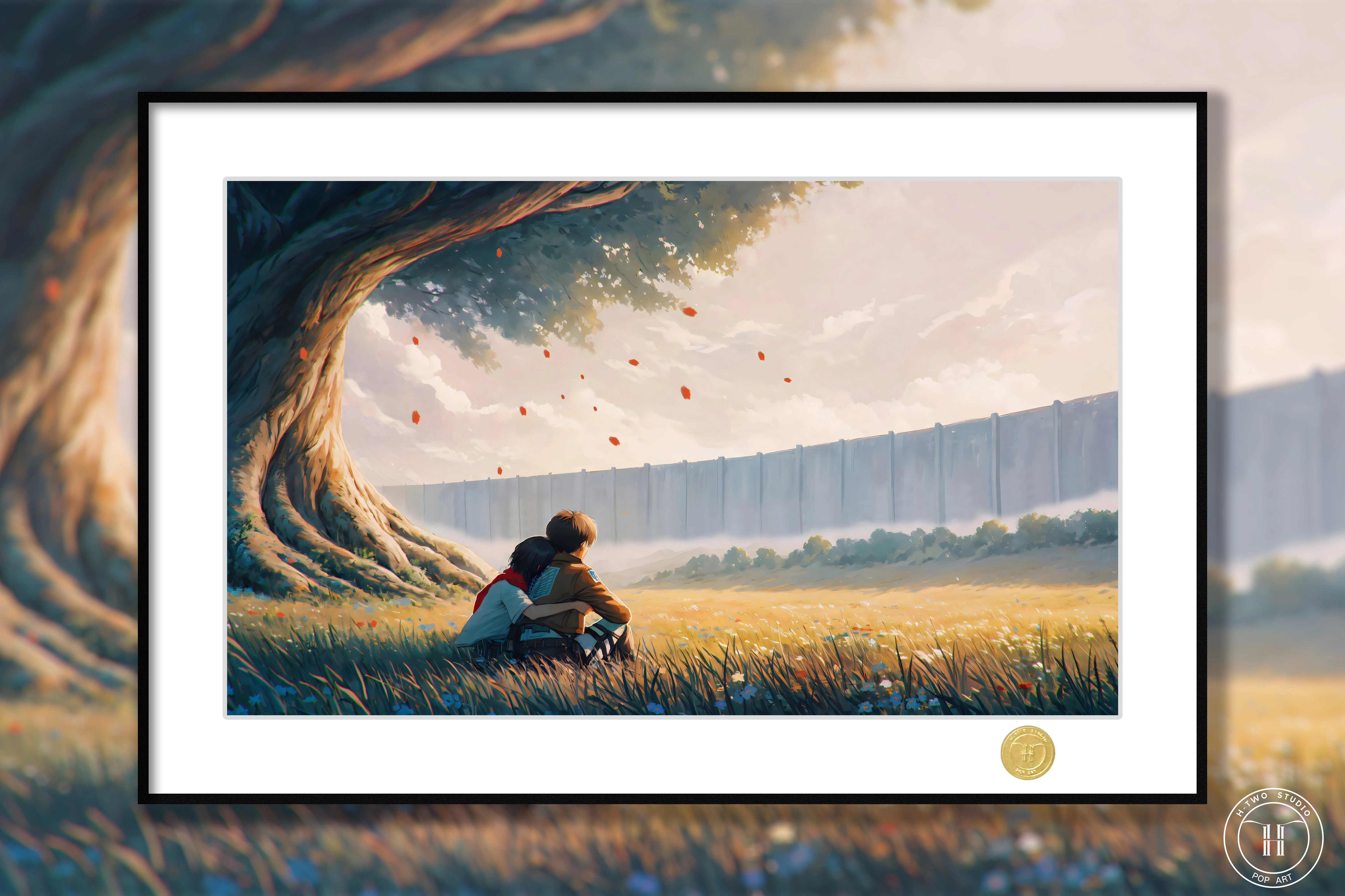 【Pre-sale】Decorative Painting of Eren and Mikasa-Attack on Titan-H2 Studio