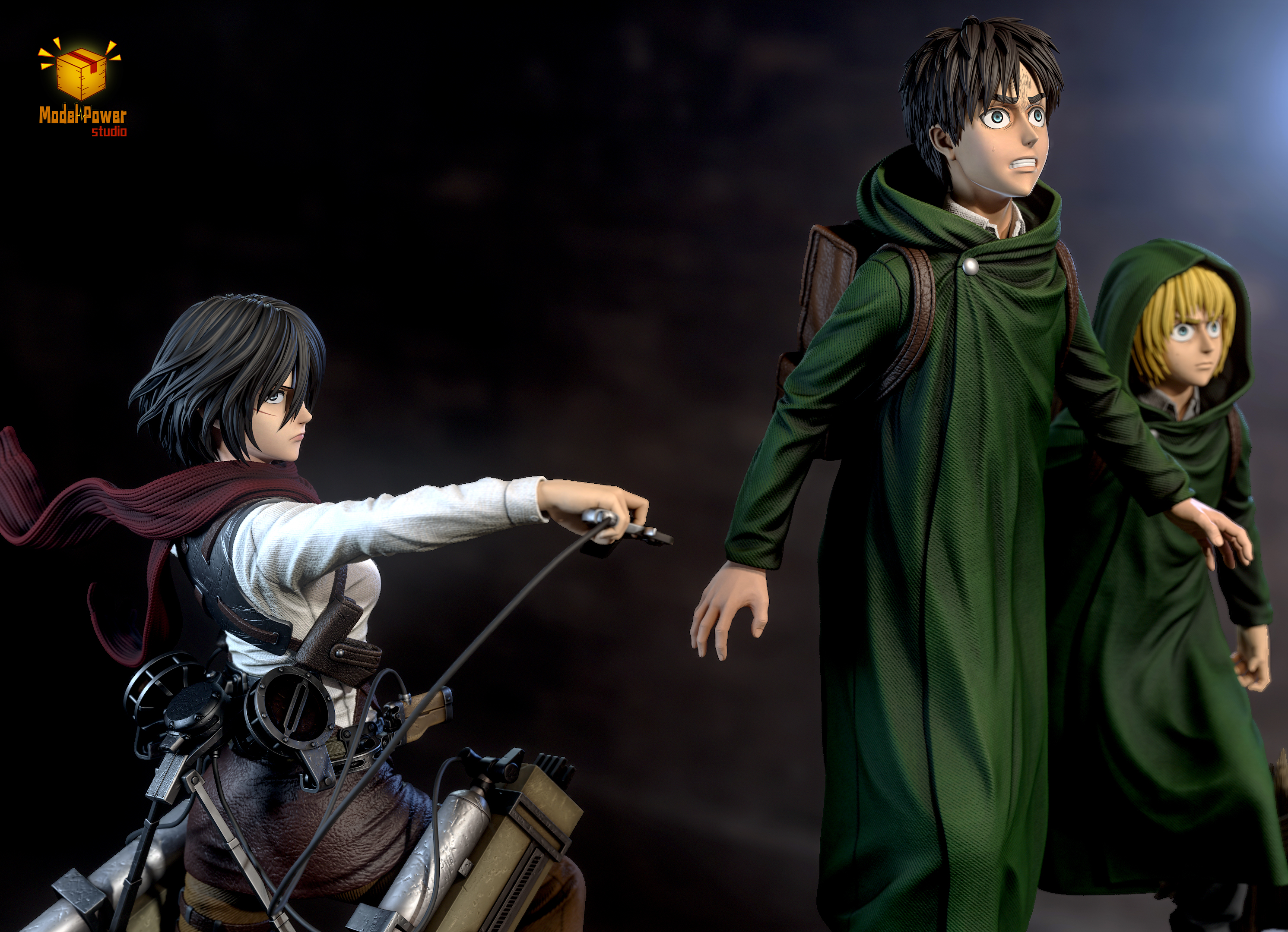 【Pre-sale】Basement Group Eren, Armin and Mikasa-Attack on Titan-Model Power Studio