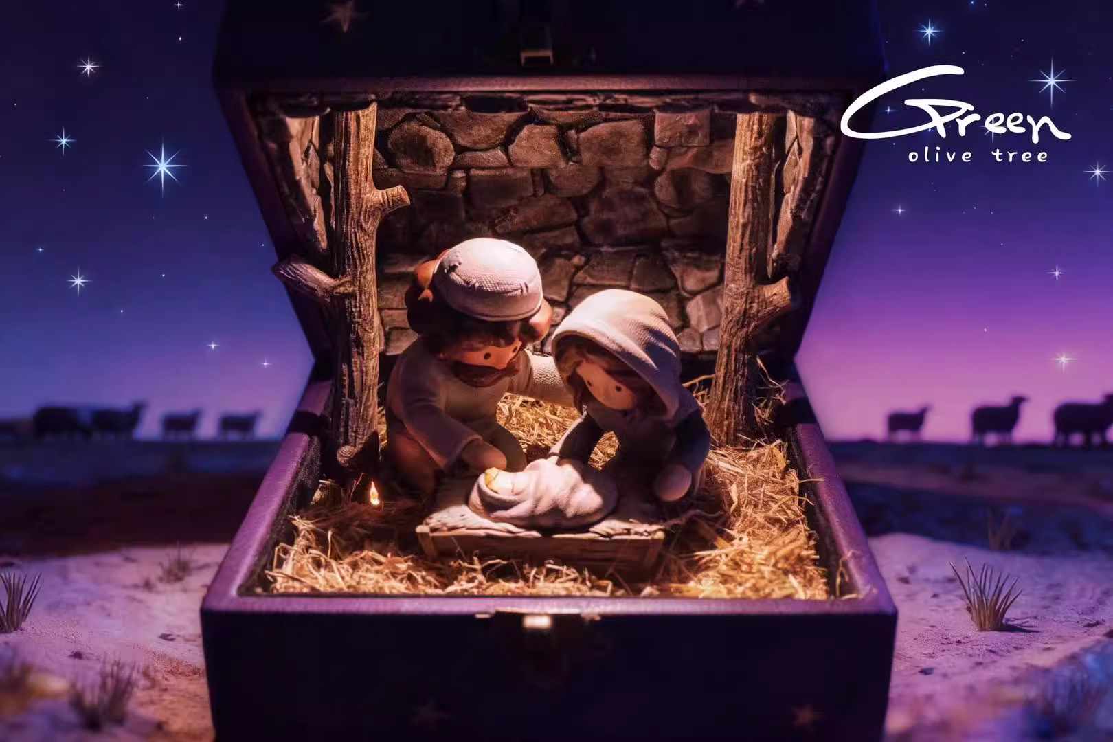 【Pre-sale】Christmas Story Nativity Music box-Green Olive Tree Studio